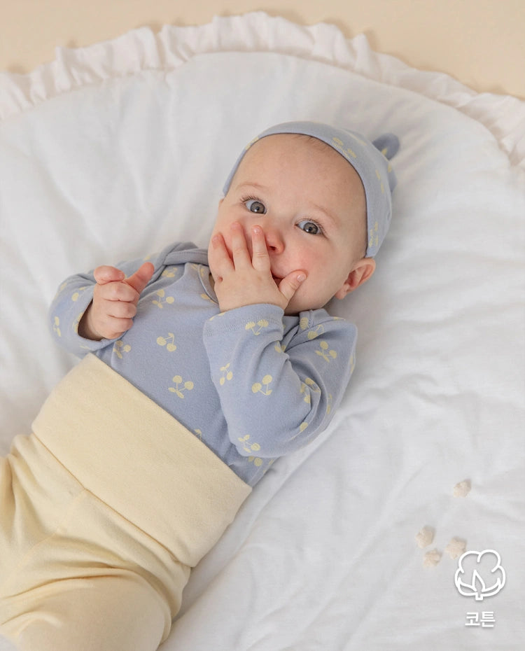 [Baby] もちもち コットンフライス 長袖 チェリー ボディスーツ