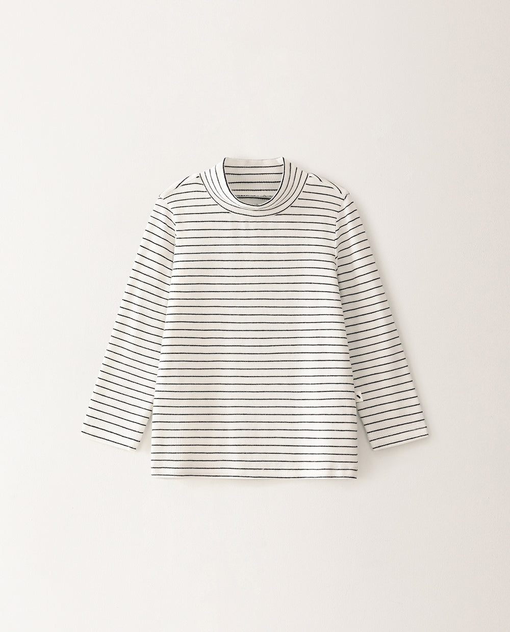 [Kids] (1&1) ふんわりとろみハーフネックストライプTシャツ