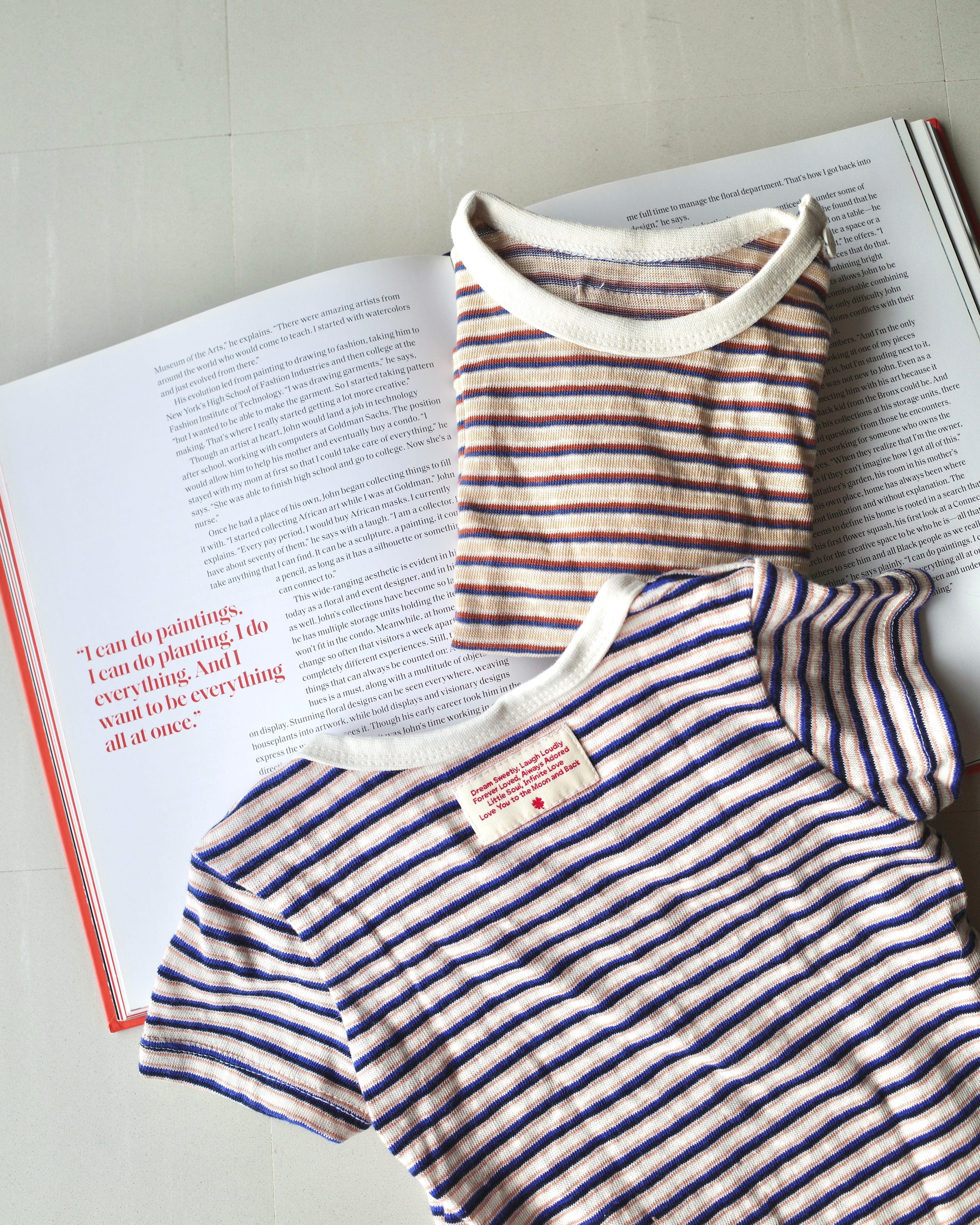 [Baby] コットンストレッチ ストライプ半袖Tシャツ