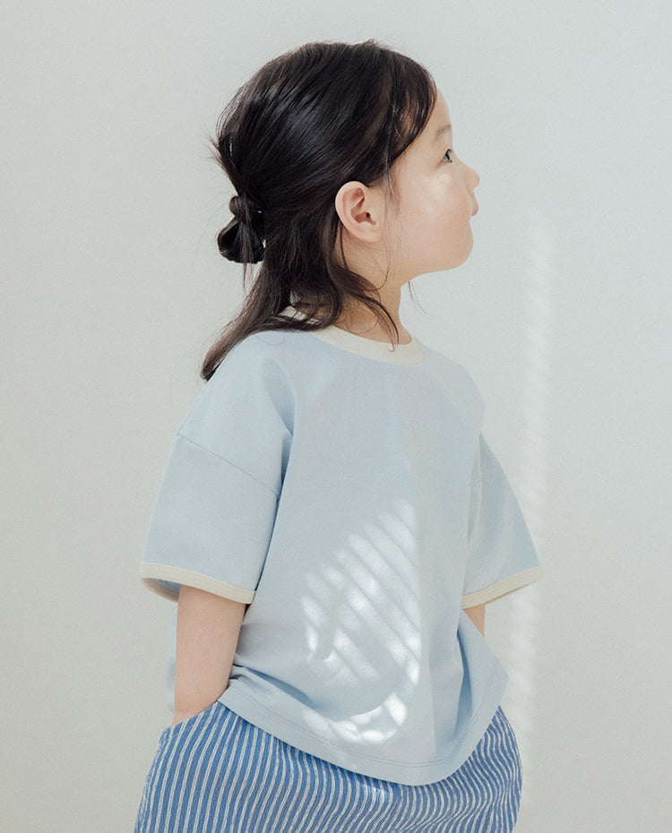 [Kids] エアクール 配色リブルーズフィット半袖Tシャツ