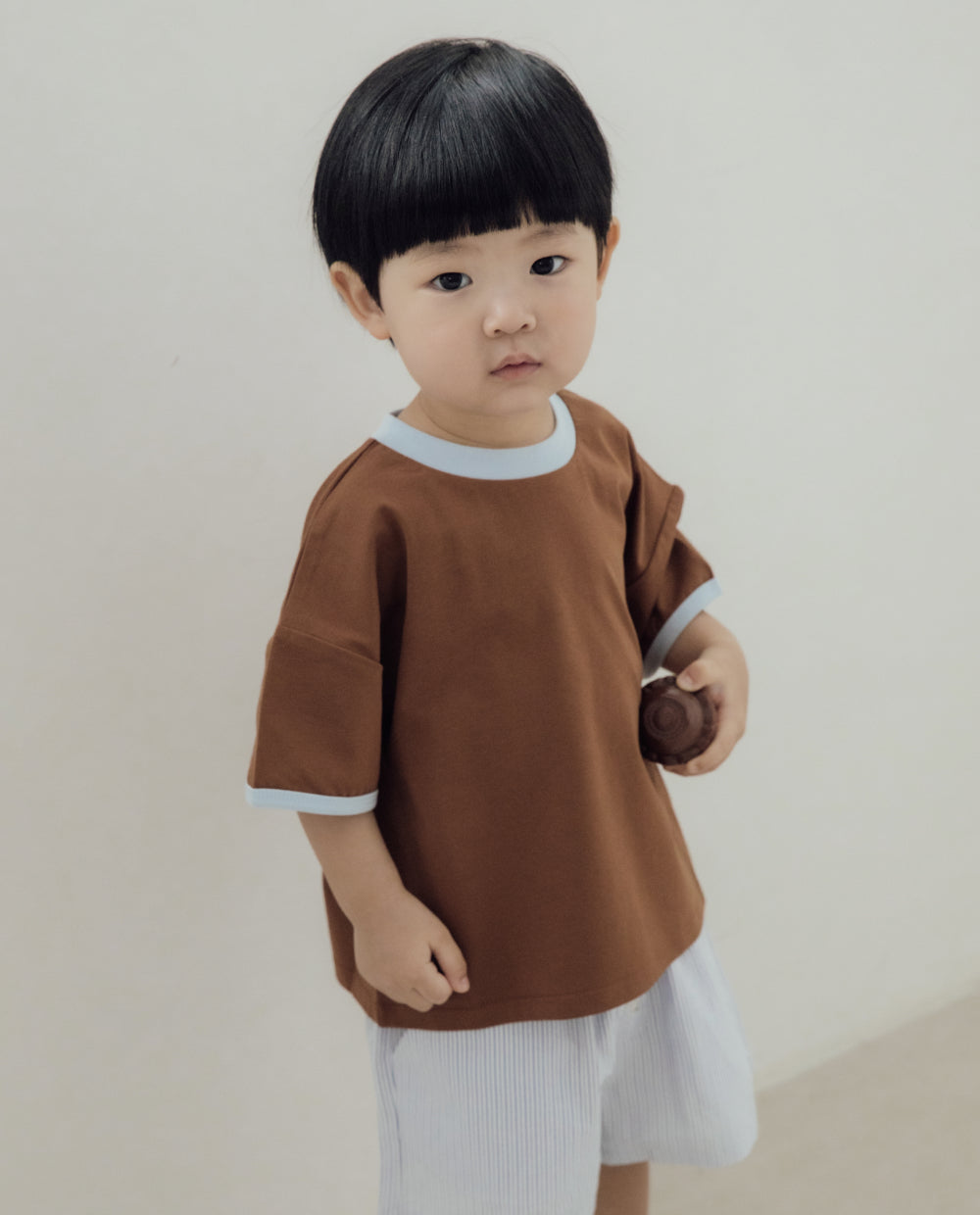 [Kids] エアクール 配色リブルーズフィット半袖Tシャツ