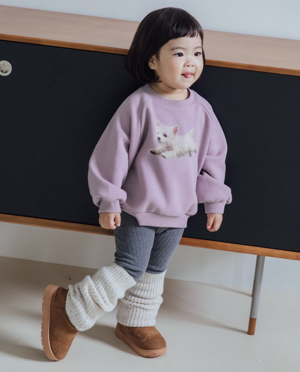 [Kids] [裏起毛] ふんわりミンク ドッググラフィック スウェット