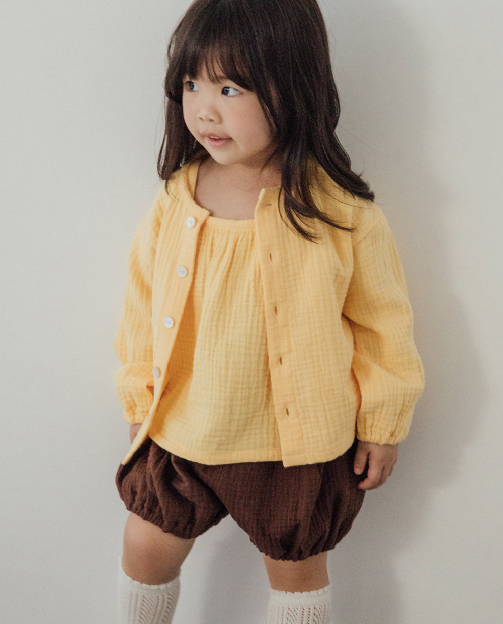 [Kids] ふんわり3重ガーゼ カーディガン