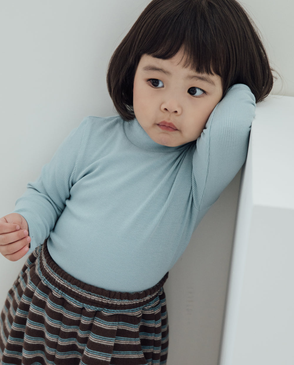 [Kids] (2SET) ふんわりとろみハーフネック無地 Tシャツ