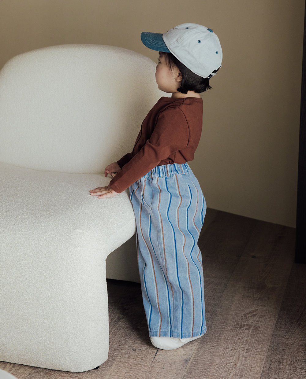 [Kids] ストライプワイドデニムパンツ