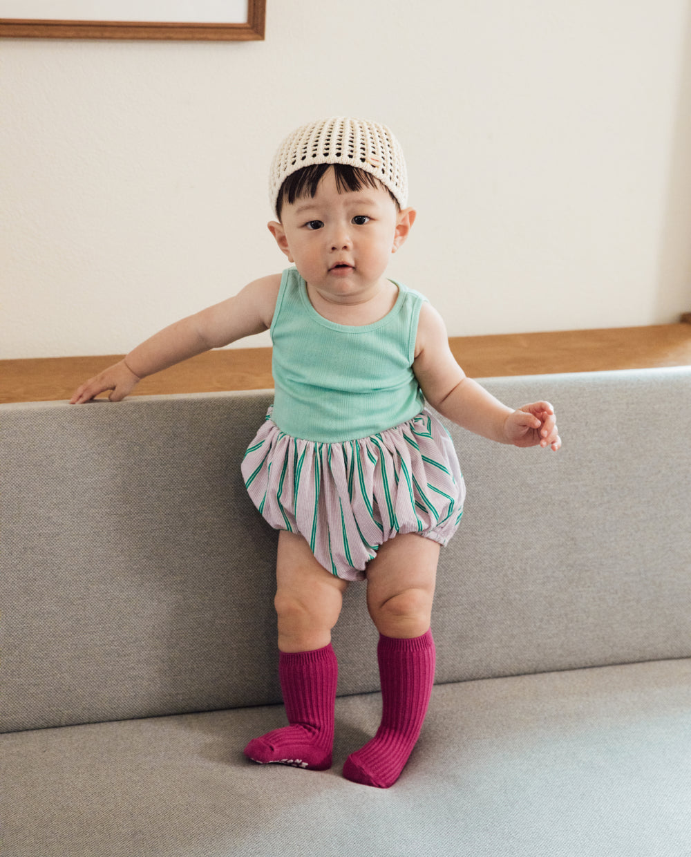 [Baby] アイレット バルーン ロンパース
