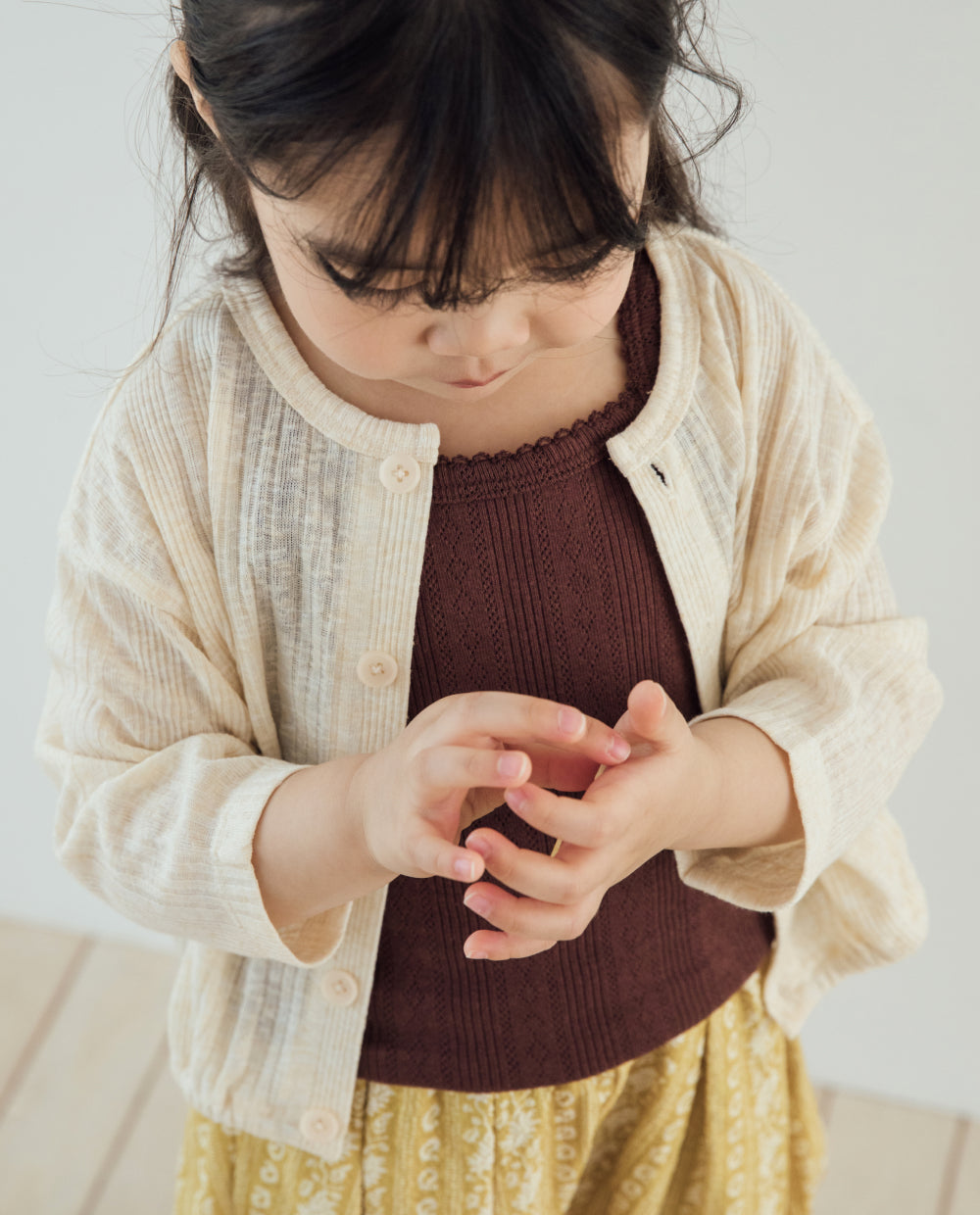 [Kids] そよ風リネンニットバルーンカーディガン