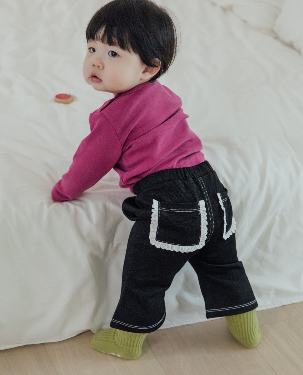[Baby] もちもちデニムブーツカットパンツ