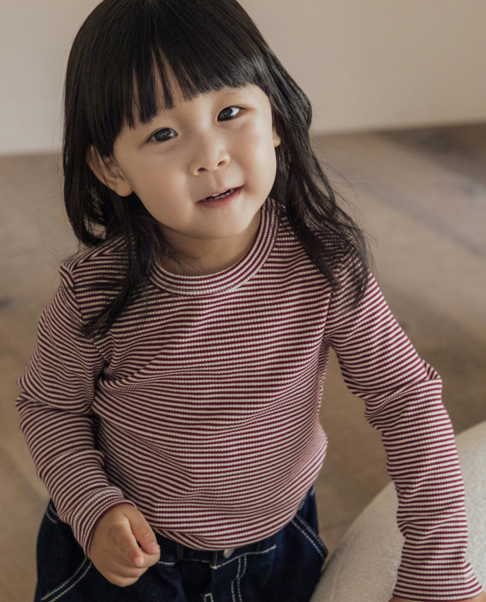 [Kids] ストレッチコットンリブスリムフィットTシャツ