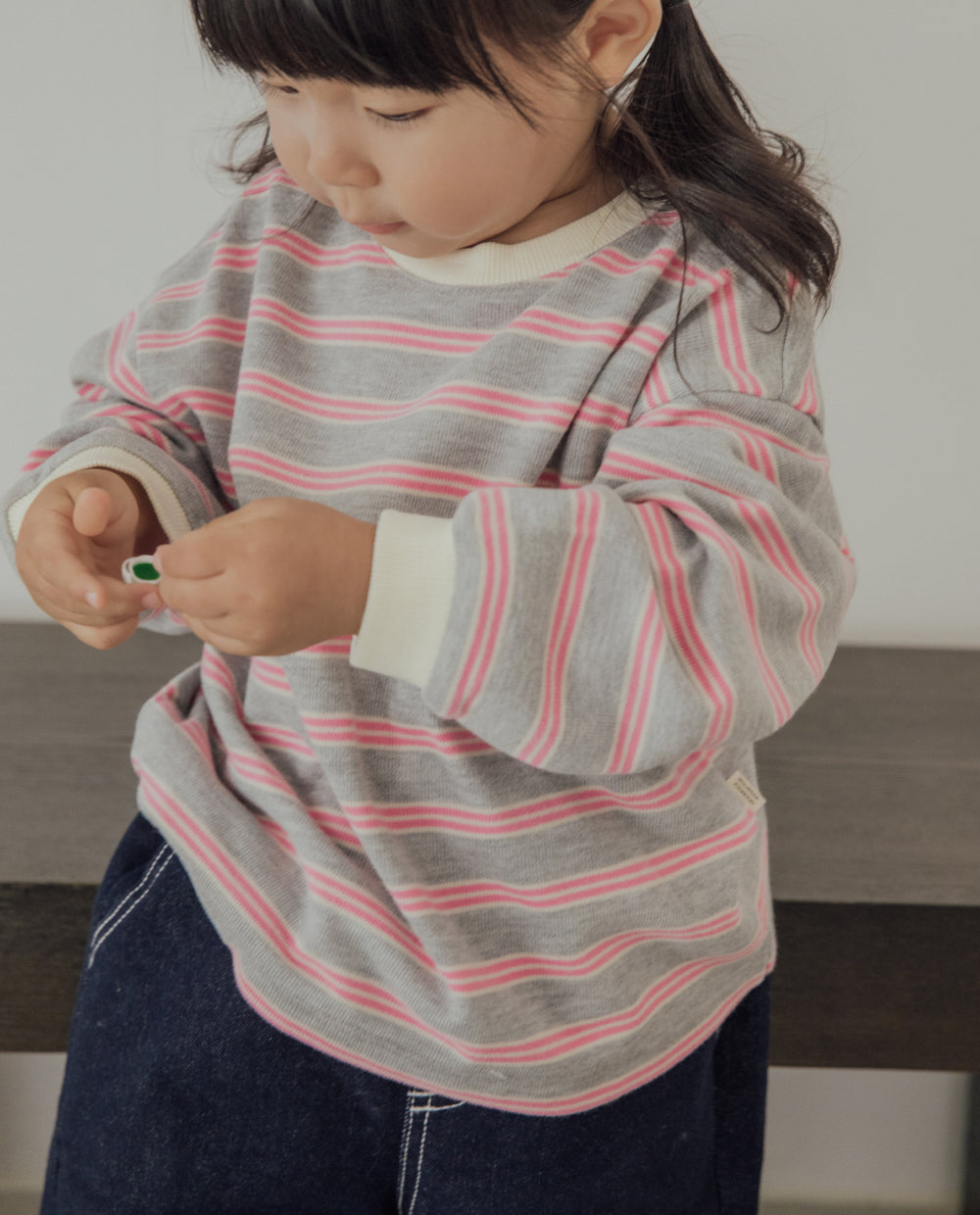 [Kids] コンフォートソフトダブルラインストライプTシャツ