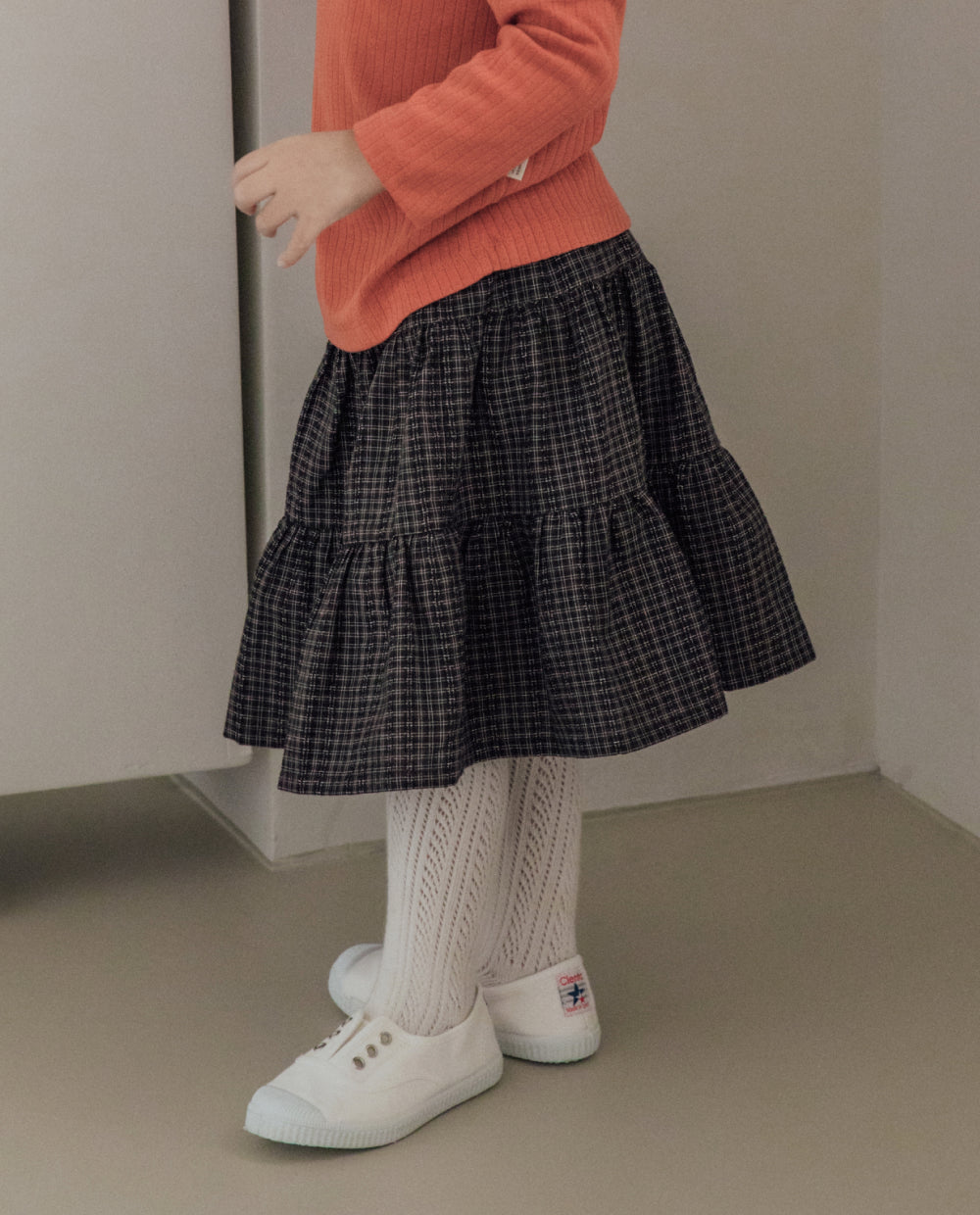 [Kids] コットンジャガードティアードスカート