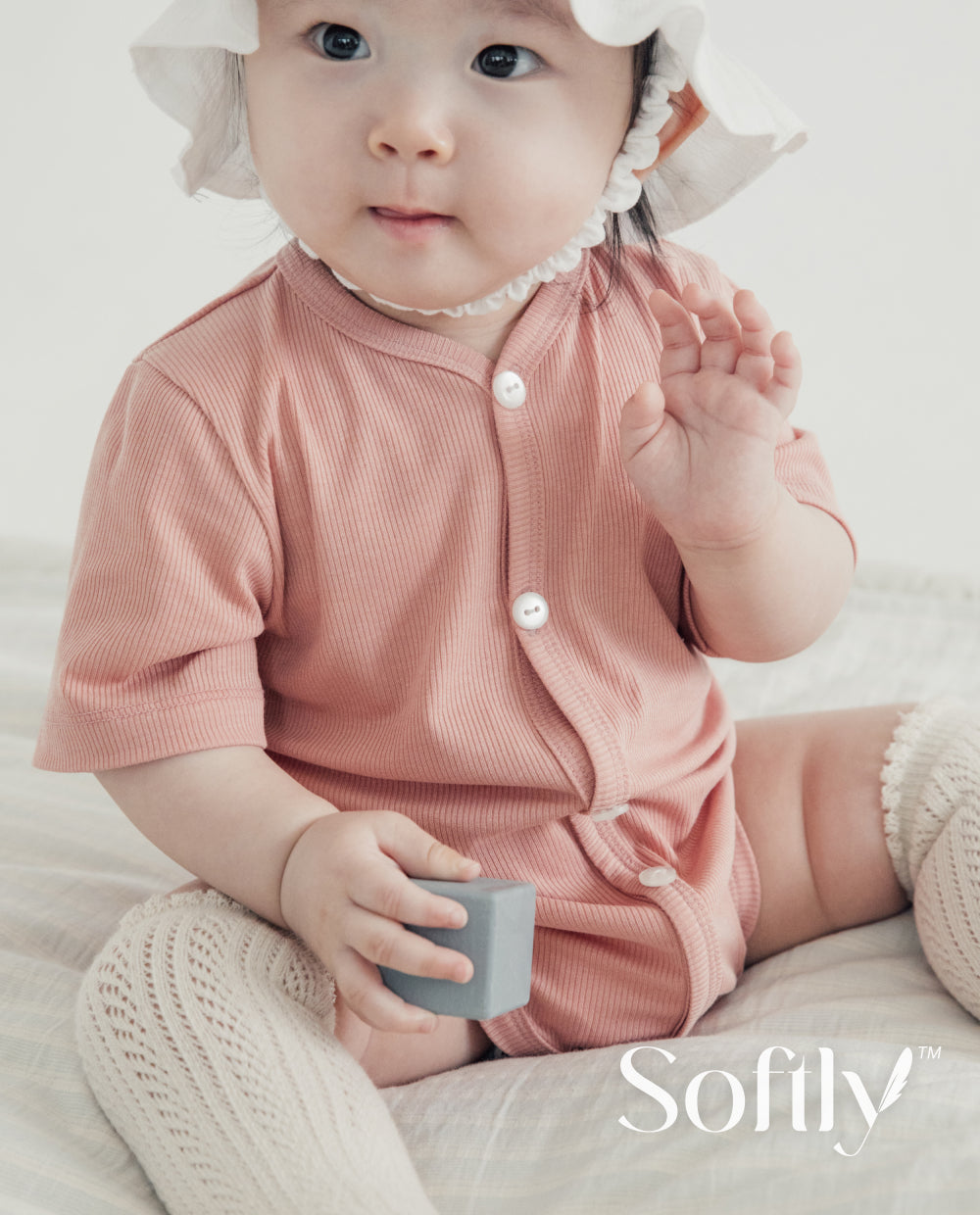 [Baby] プレミアムテンセル リブストレッチ 半袖ボディスーツ