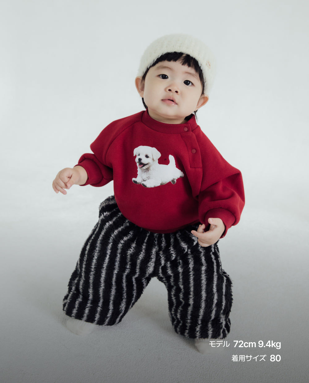 [Baby] [裏起毛] ふんわりミンク ドッググラフィック ベビー スウェット