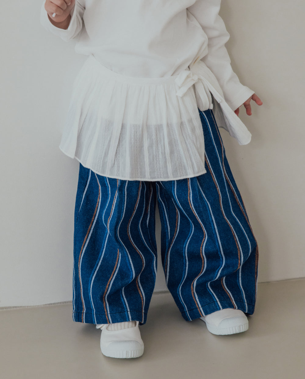 [Kids] ストライプワイドデニムパンツ