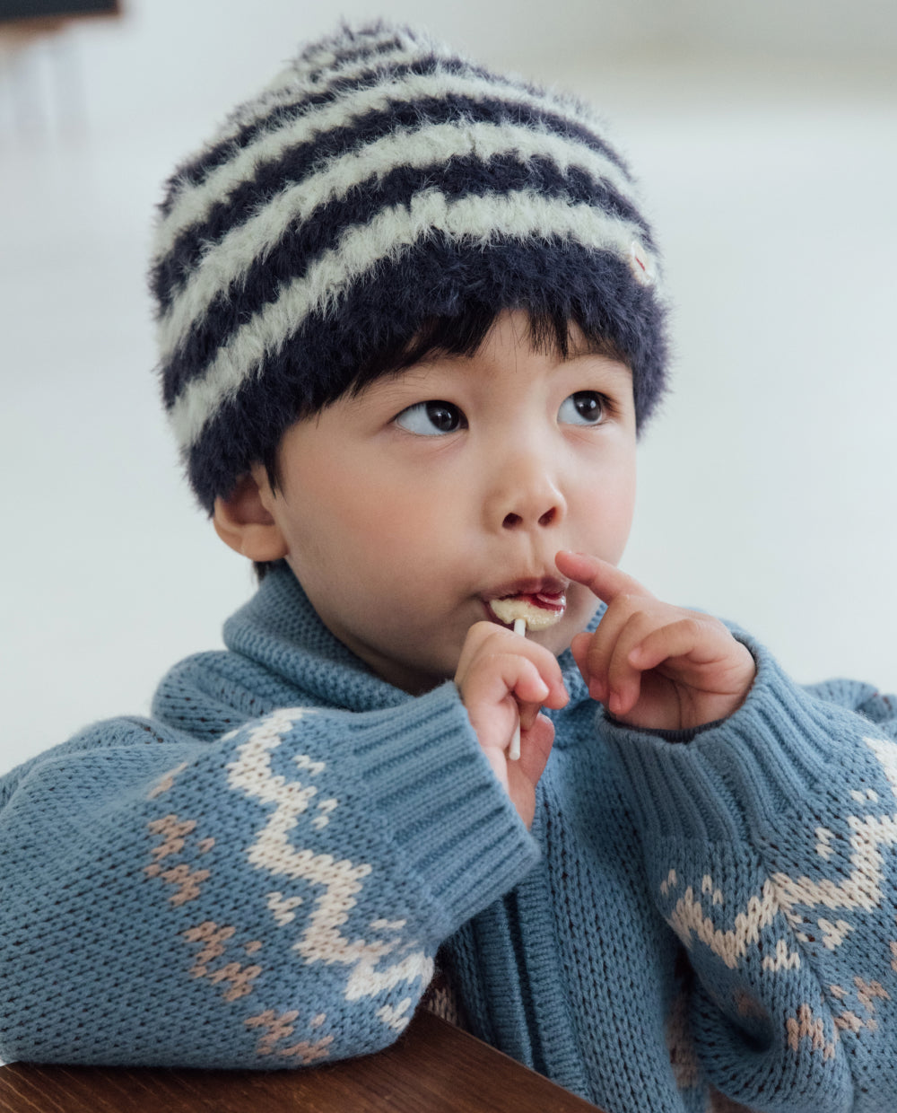 [Baby/Kids] ブークレストライプ ニットビーニー