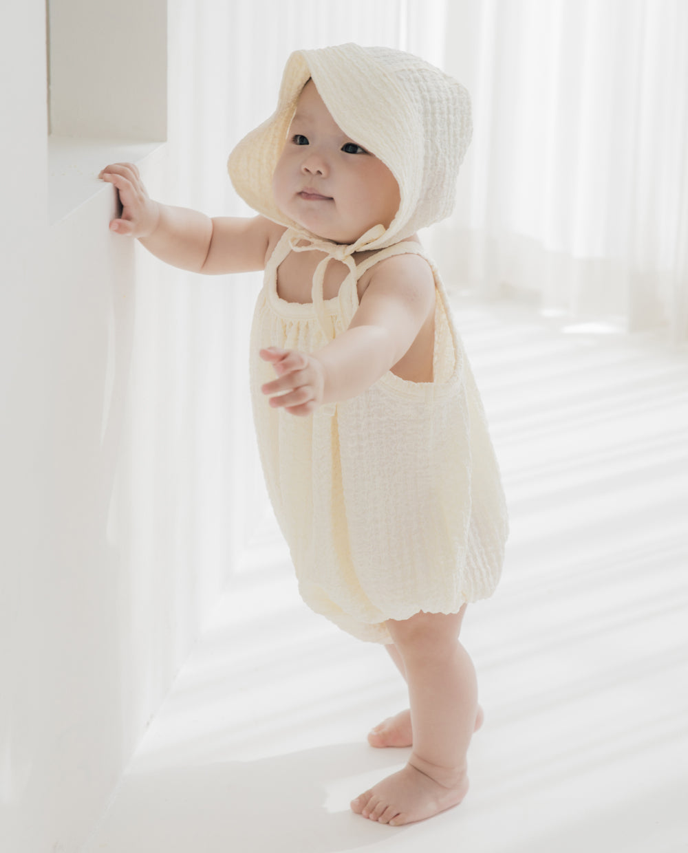 [Baby] ボリューム クリンクル バルーンフィット ロンパース
