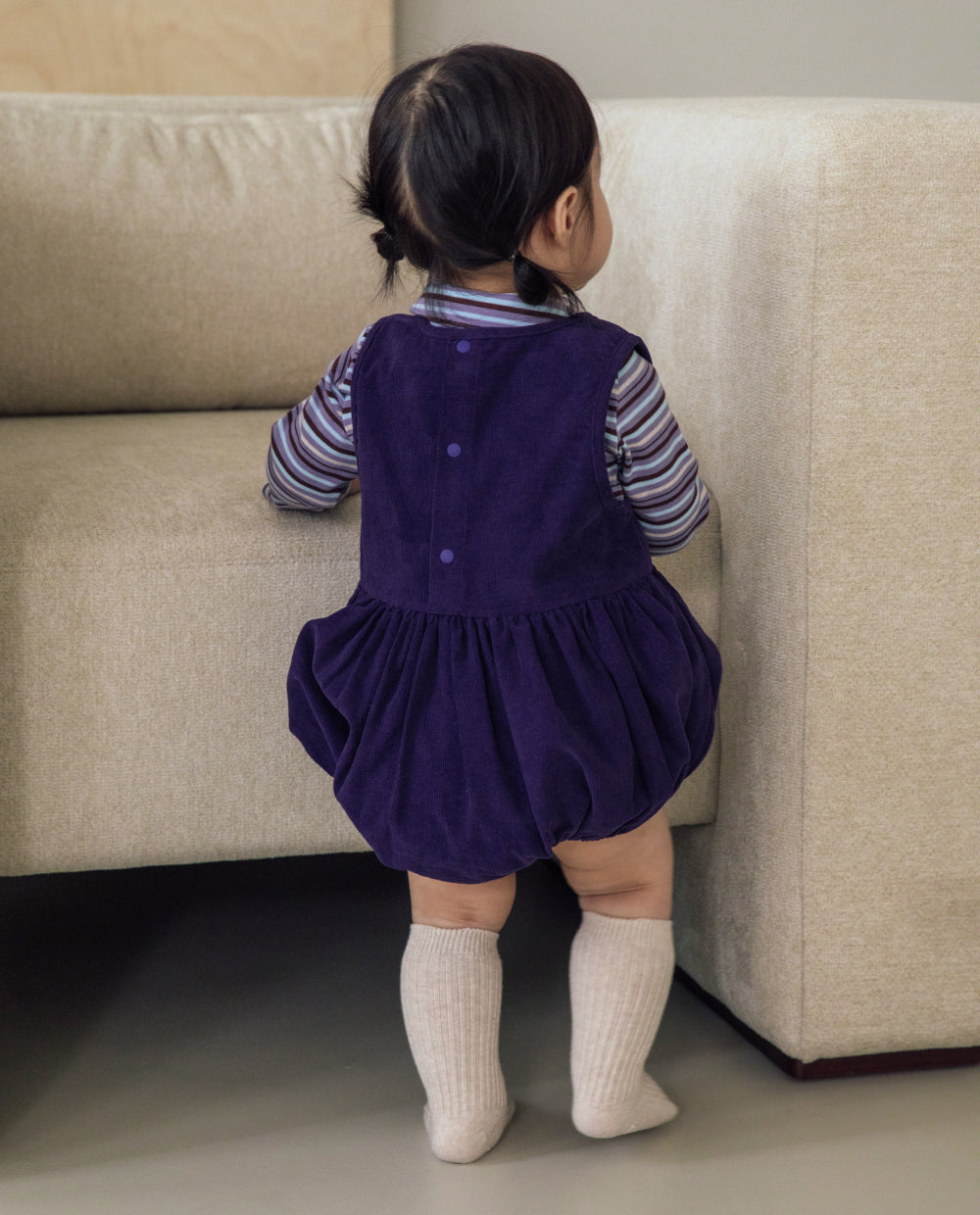[Baby] ライトコーデュロイバルーンシルエットロンパース
