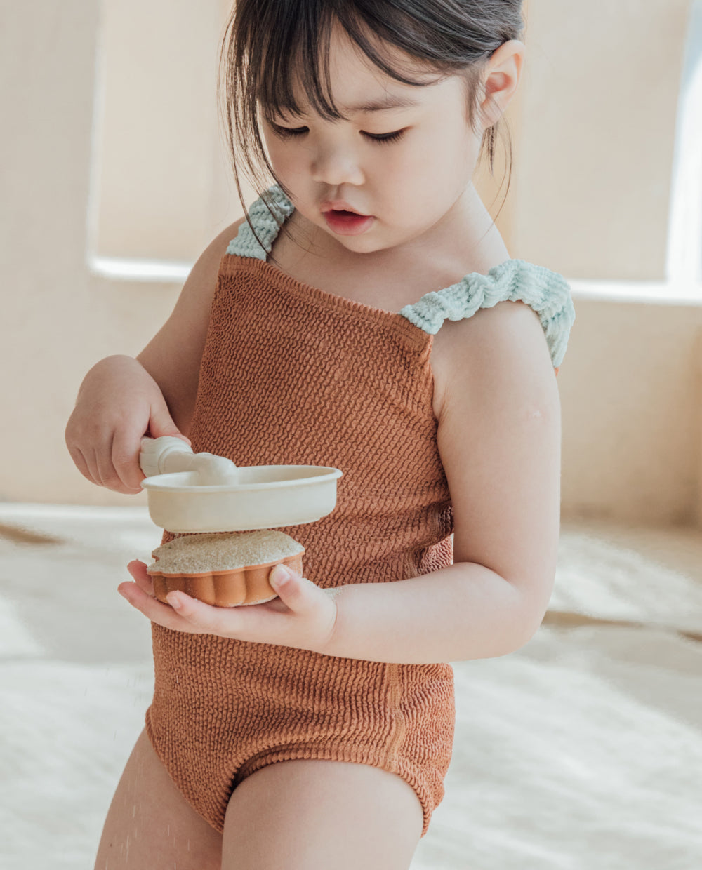 [Kids] UVカット エンボスリブ スリムスーツ