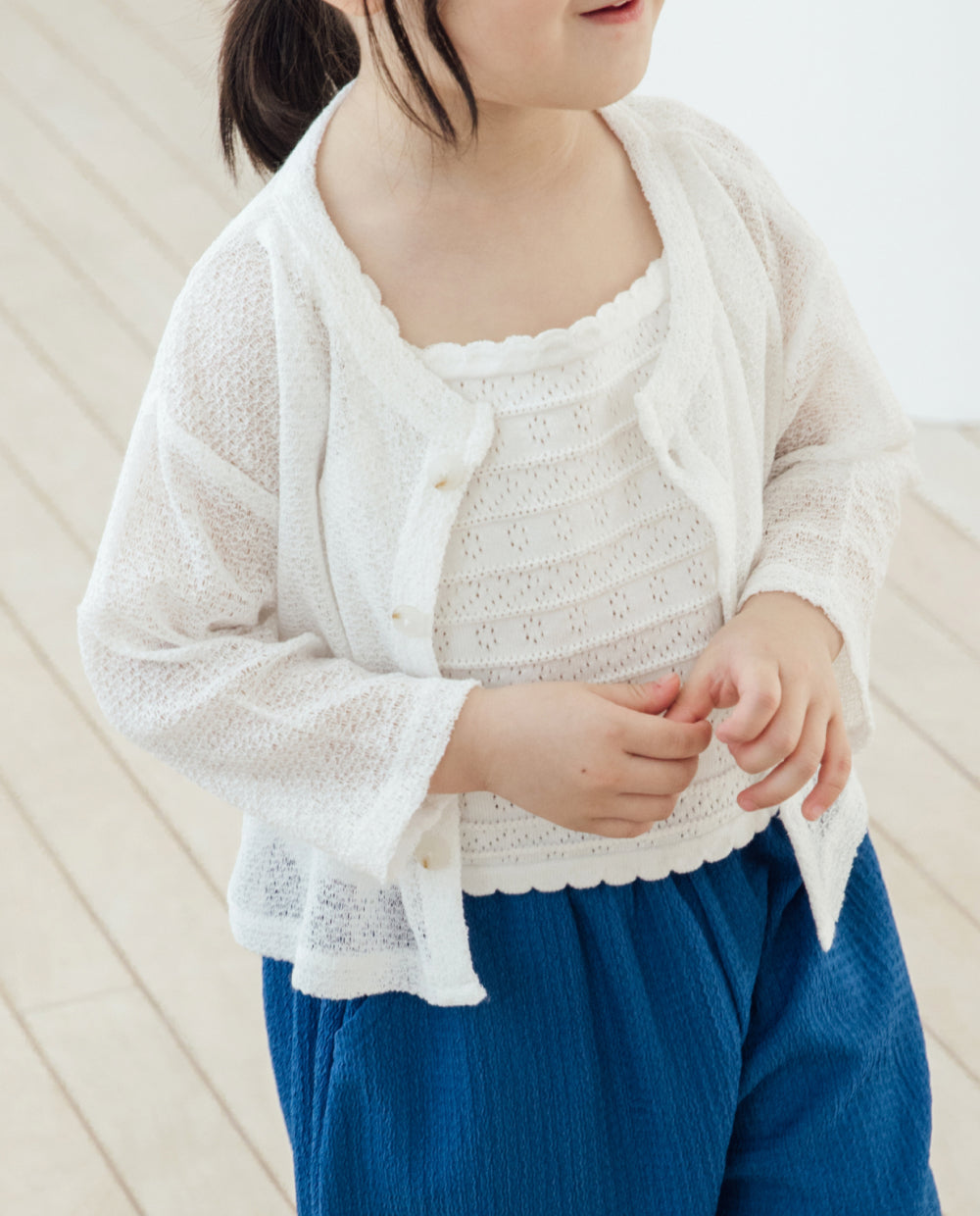 [Kids] 風そよぐ リネン ニット カーディガン