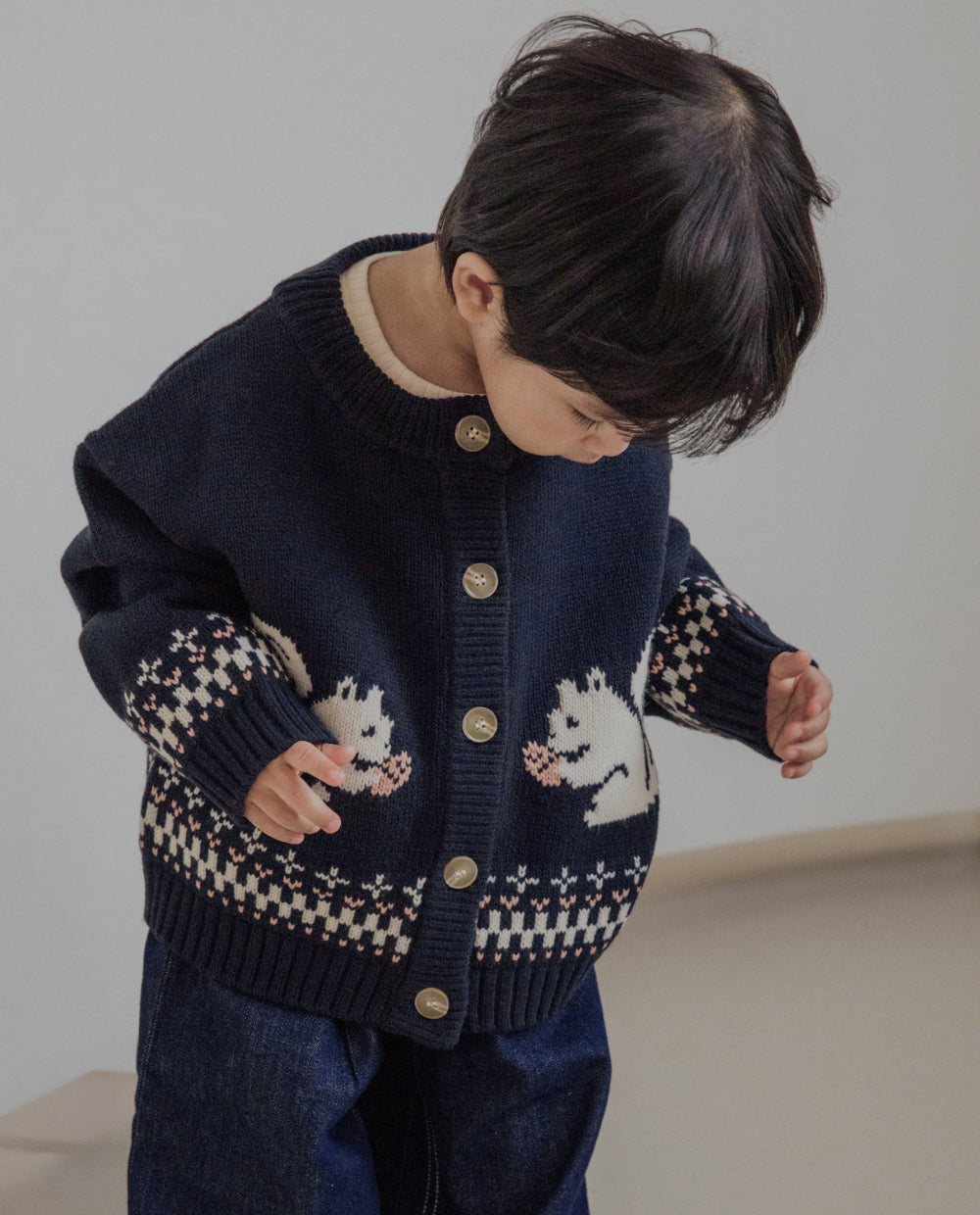 [Kids] ソフトジャガードニットカーディガン