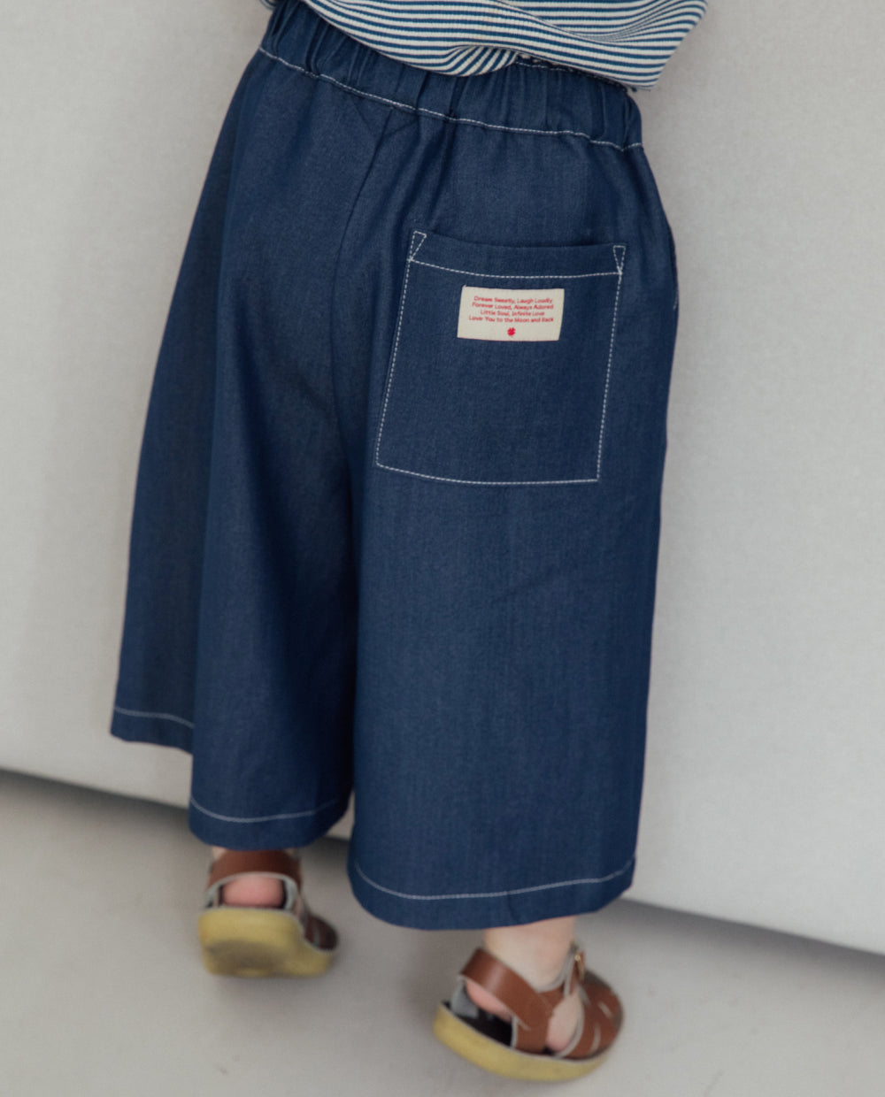 [Kids] ライトデニム 7分丈ワイドパンツ