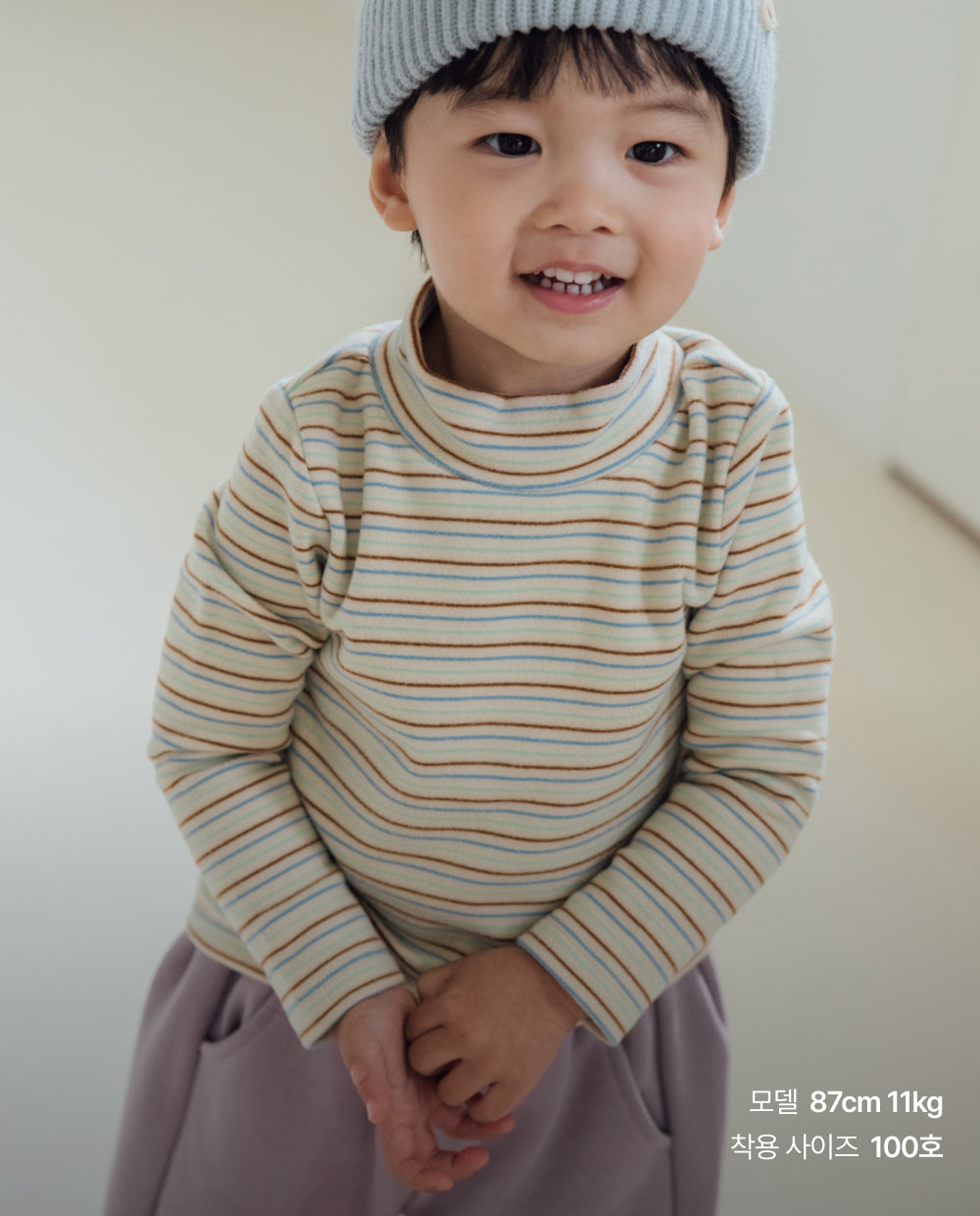 [Kids] ふんわりなめらか ハーフネック スリムフィット Tシャツ