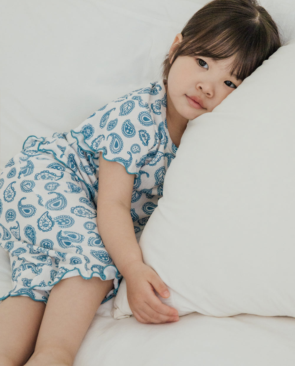 [Kids] エアクリンクルペイズリー7分丈ラウンジセットアップ