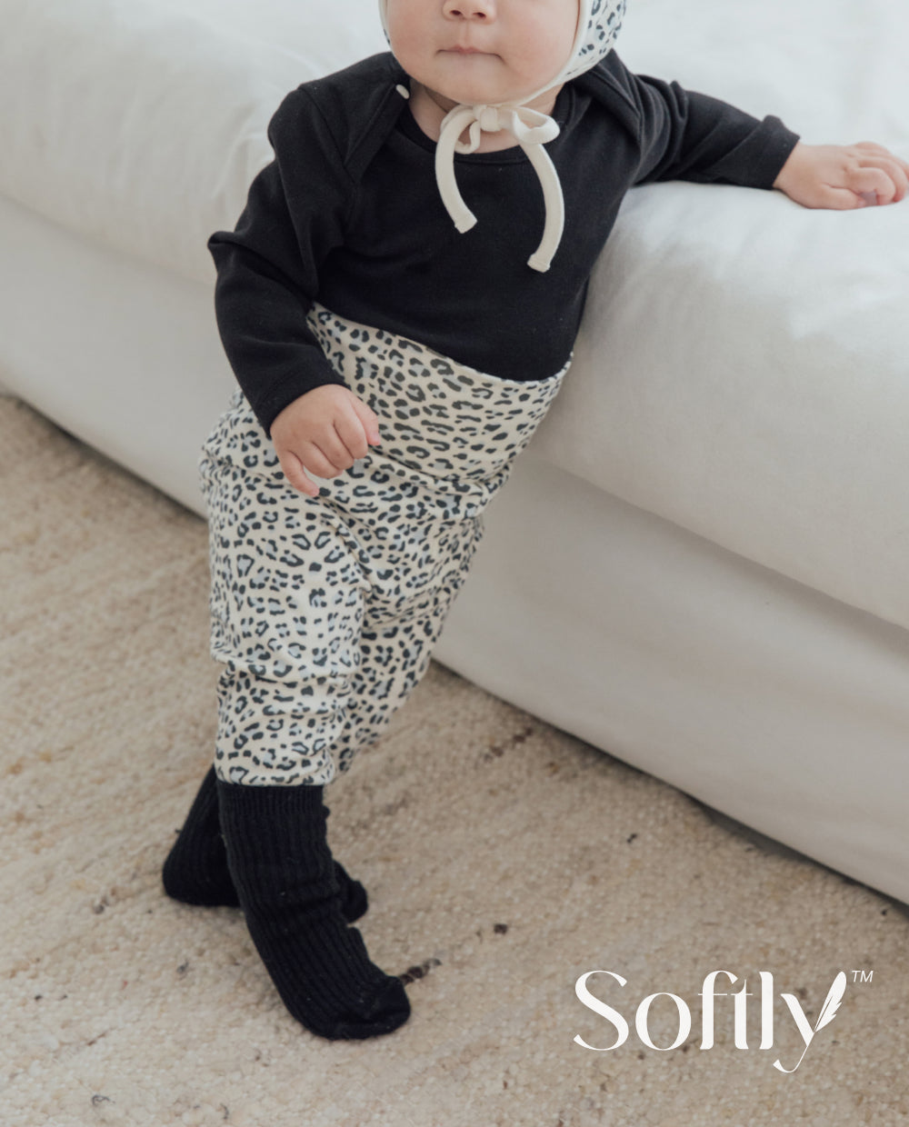 [Baby] ソフトリーふんわりもちもちレオパード腹巻付きレギンス