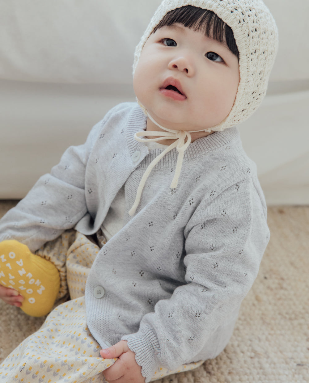 [Baby] コットンアイレットニットカーディガン