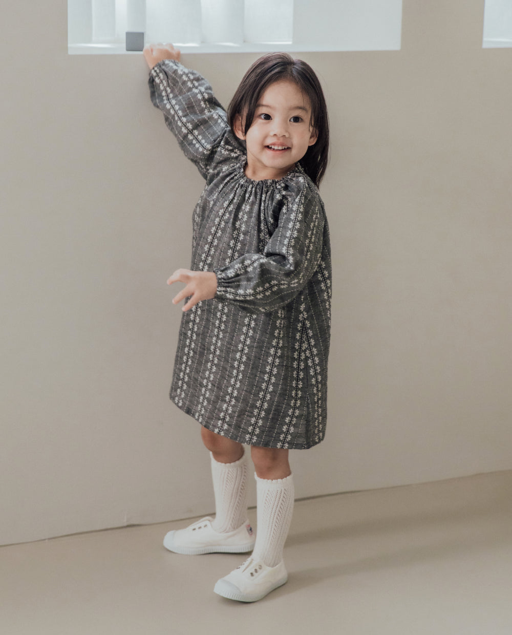 [Kids] ジャガードレースレイヤードワンピース