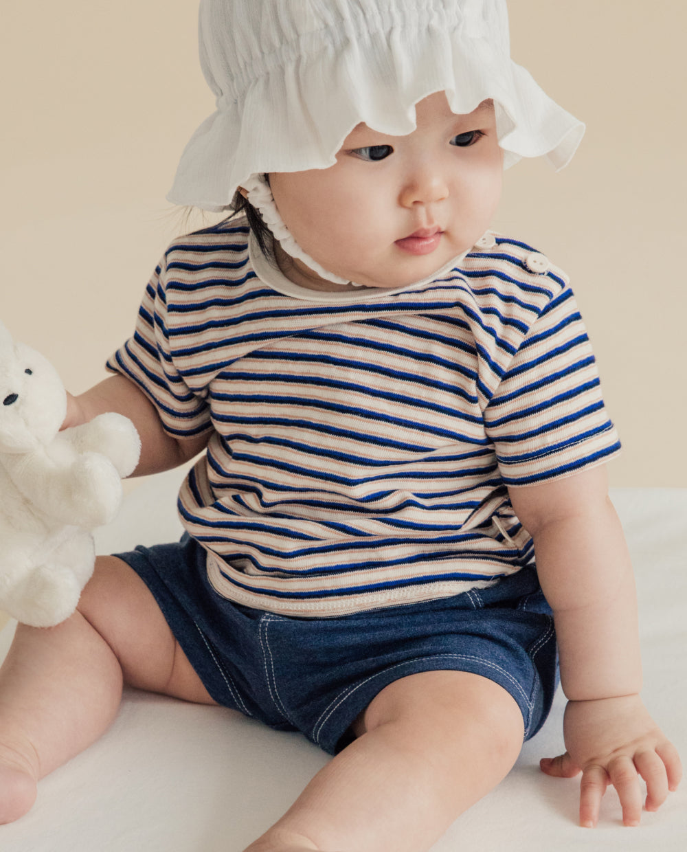 [Baby] コットンスパン ストライプ 半袖 Tシャツ