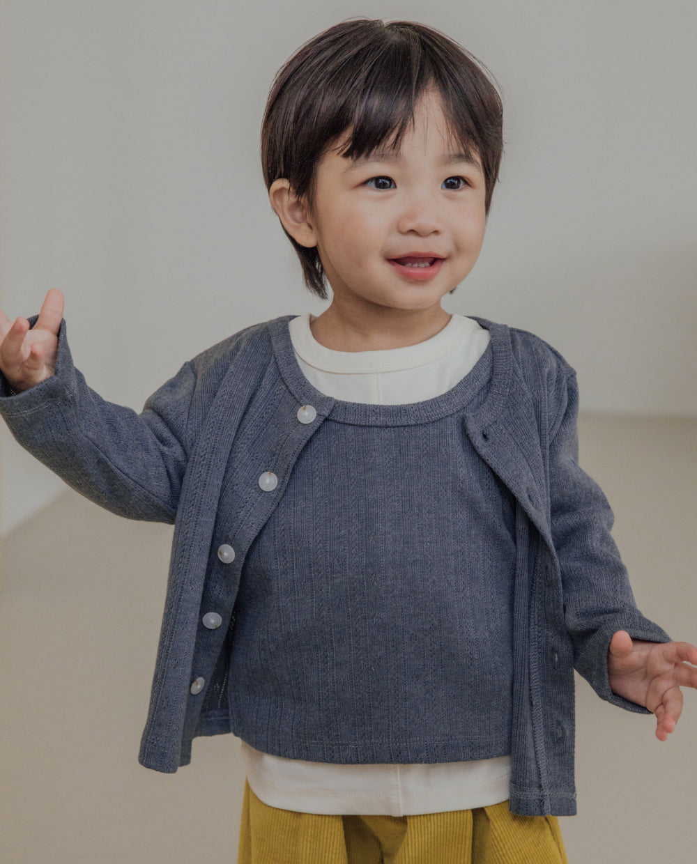 [Kids] ジャガードアイレットカーディガン