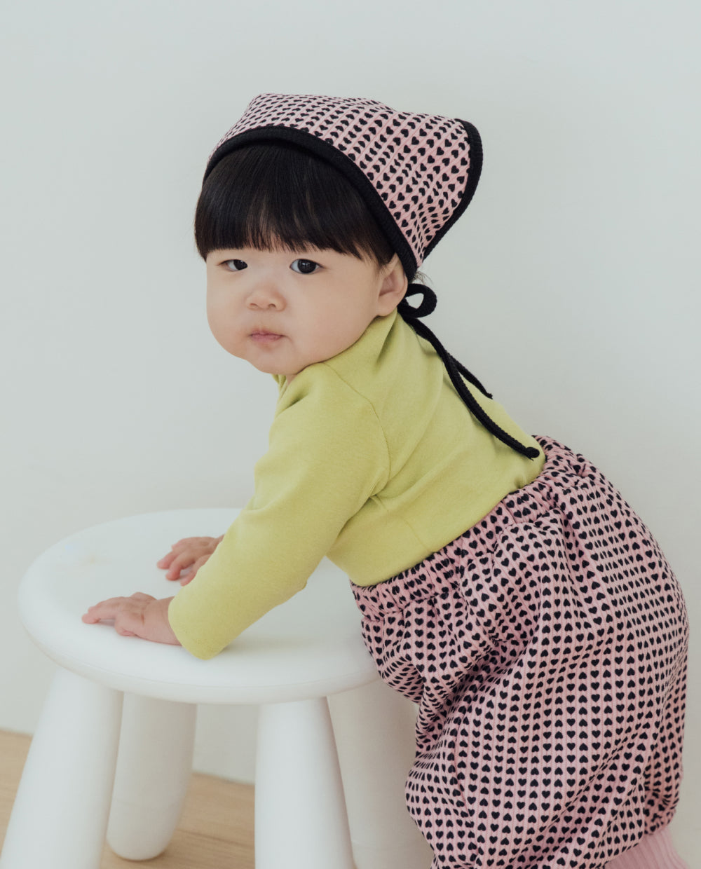 [Baby] [裏起毛]ふんわりミンクハートヘアスカーフ