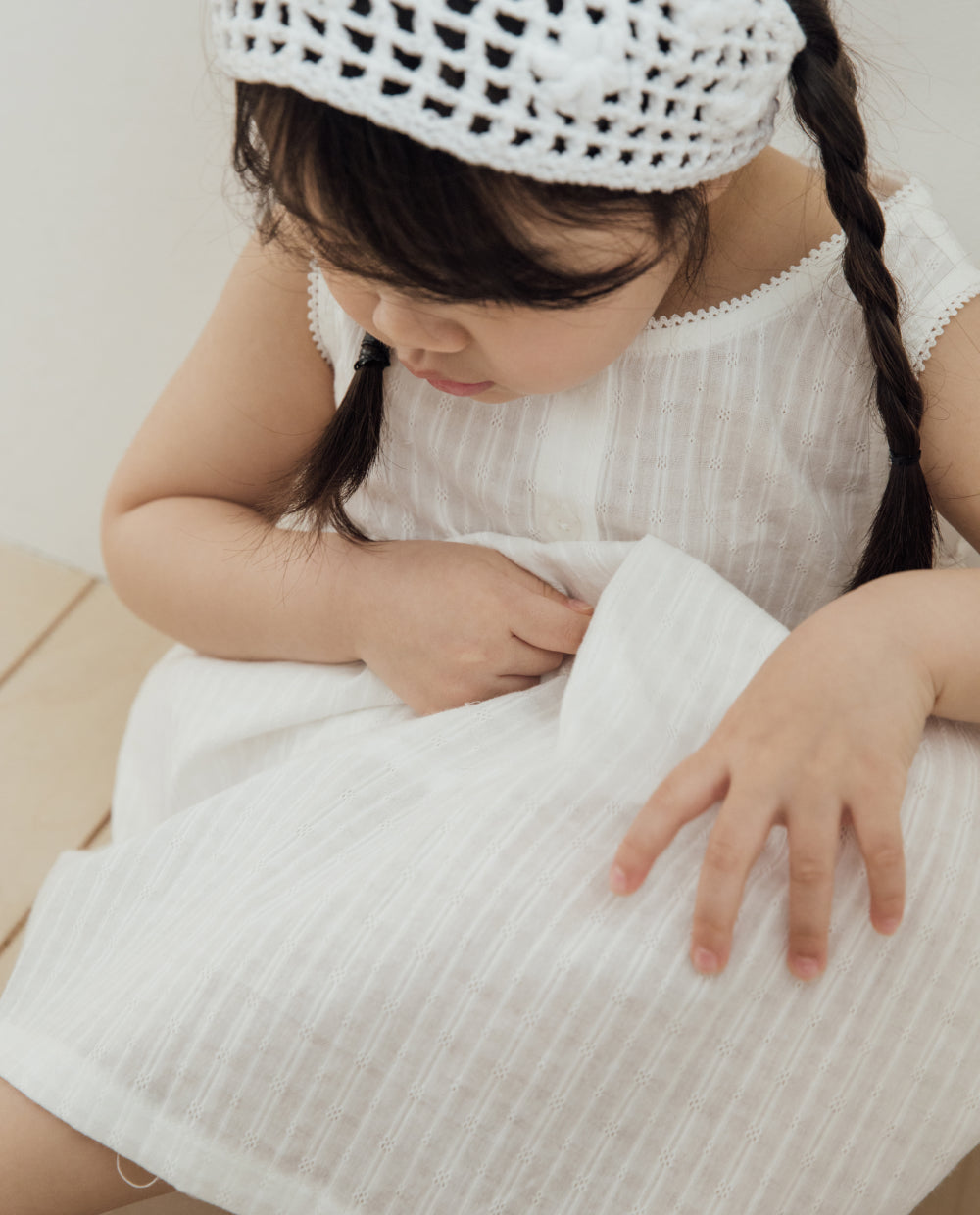[Kids] コットンレースレイヤードワンピース