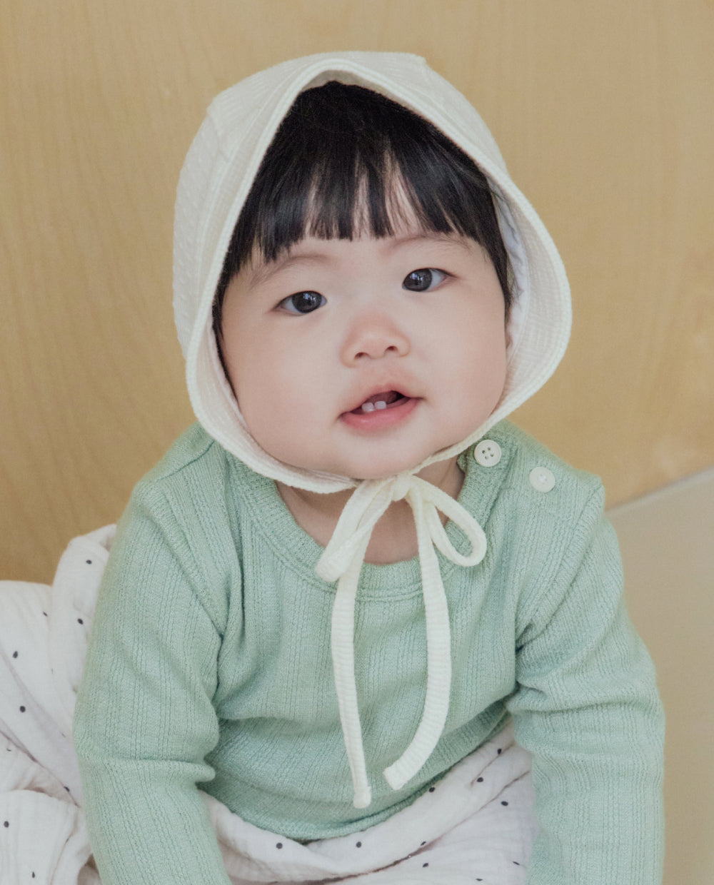 [Baby] ジャガードリブボンネット