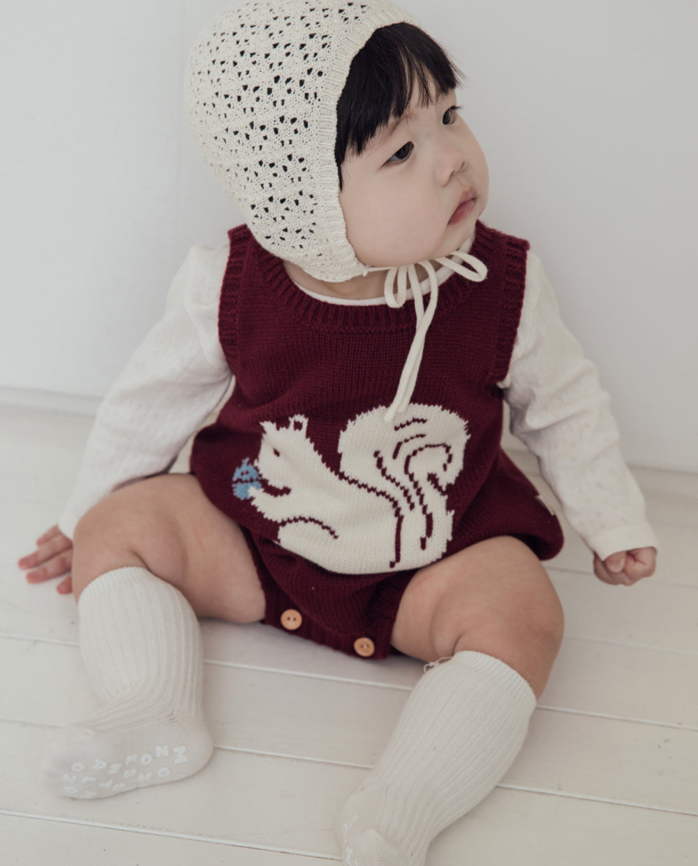 [Baby] ソフトジャガードニットロンパース