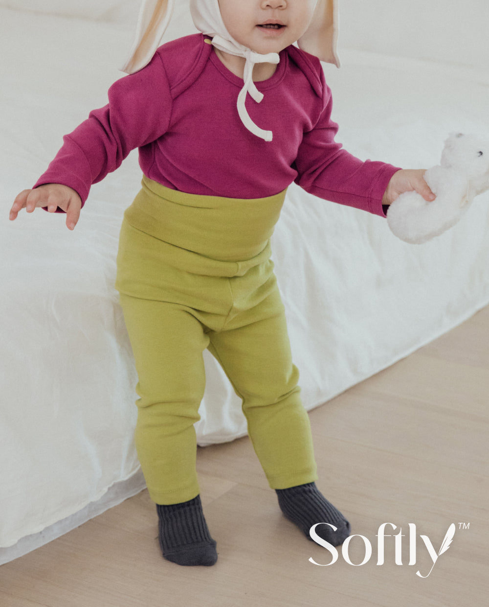 [Baby] ソフトリーふんわりもちもちゆったり腹巻付きレギンス