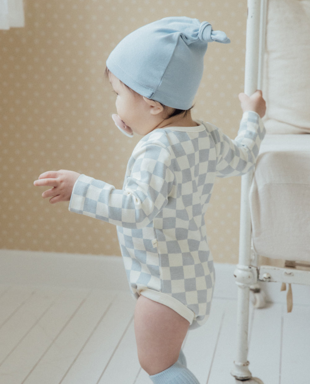 [Baby] ふんわりもちもち チェッカーボード ボディスーツ