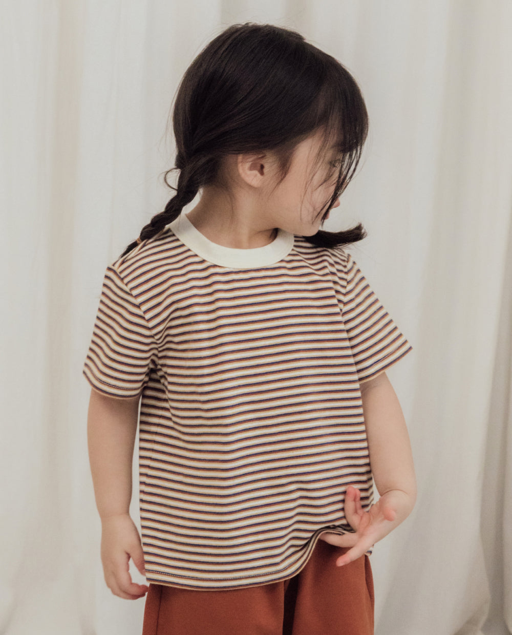 [Kids] マルチストライプ レギュラーフィット 半袖Tシャツ