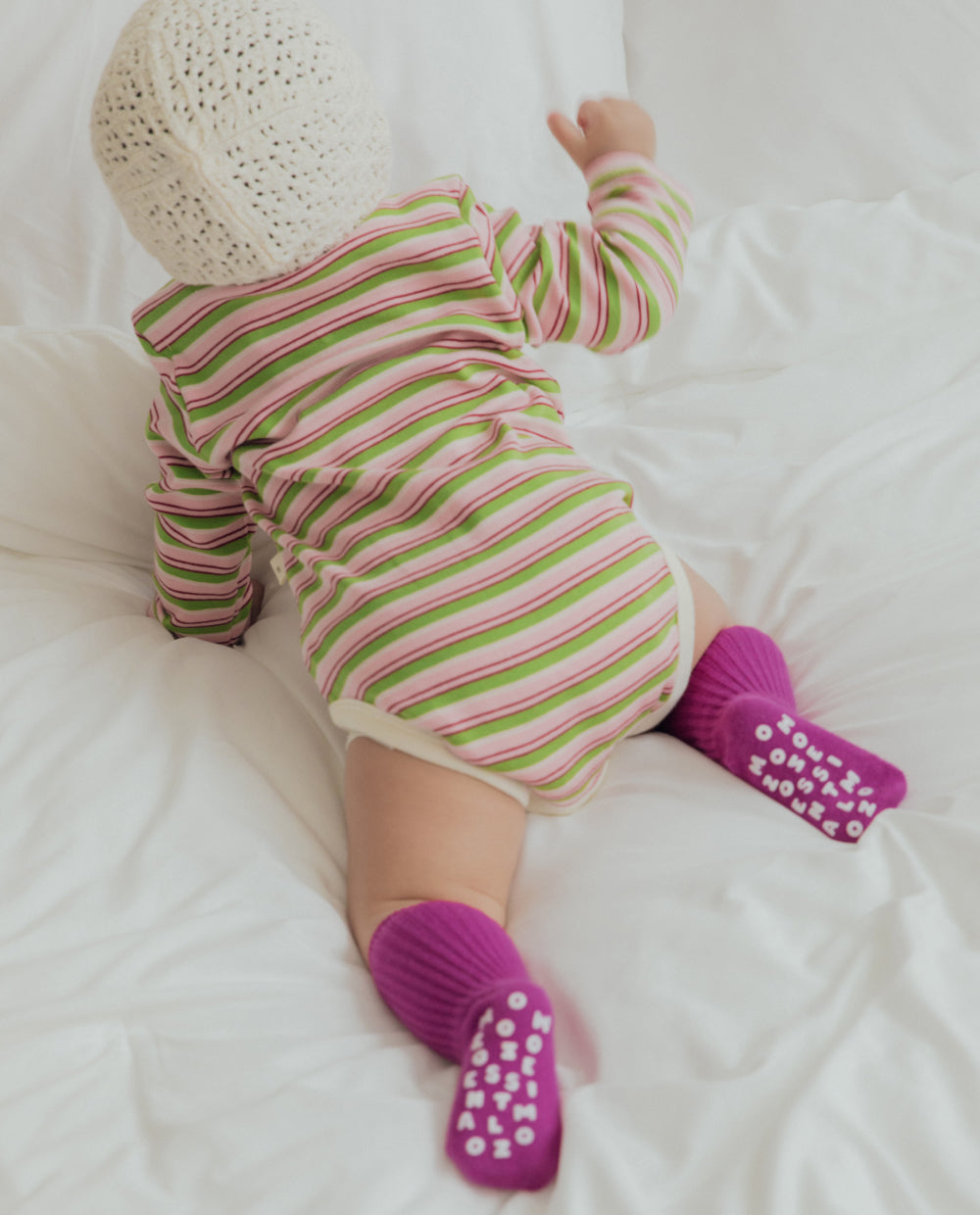 [Baby] ストレッチコットンマルチストライプボディスーツ
