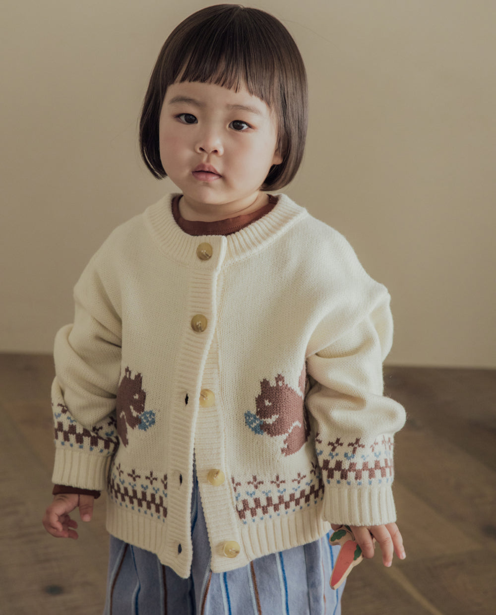 [Kids] ソフトジャガードニットカーディガン