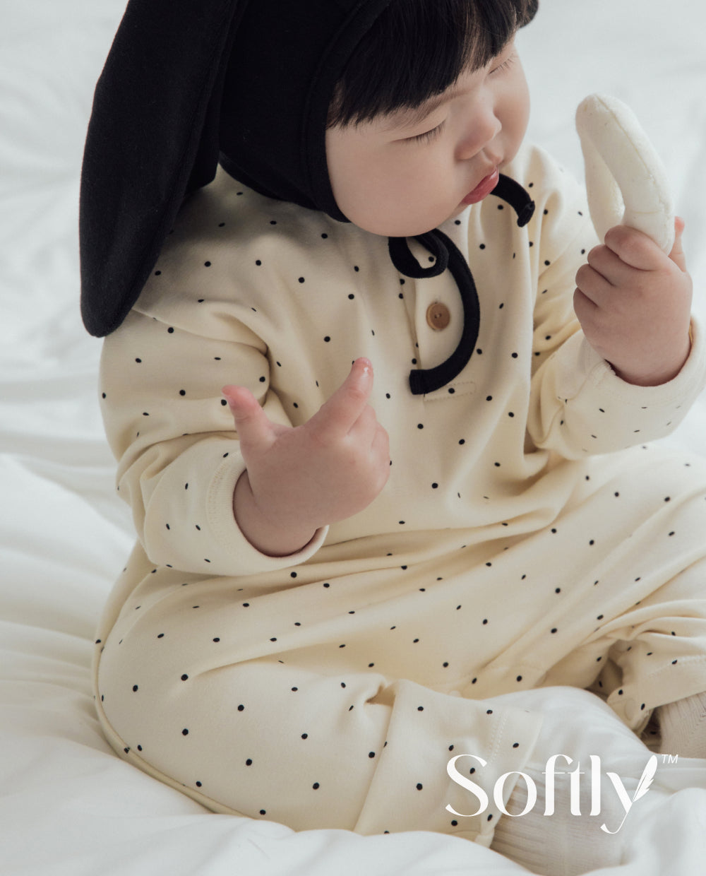 [Baby] ソフトリーふんわりもちもちドットロンパース
