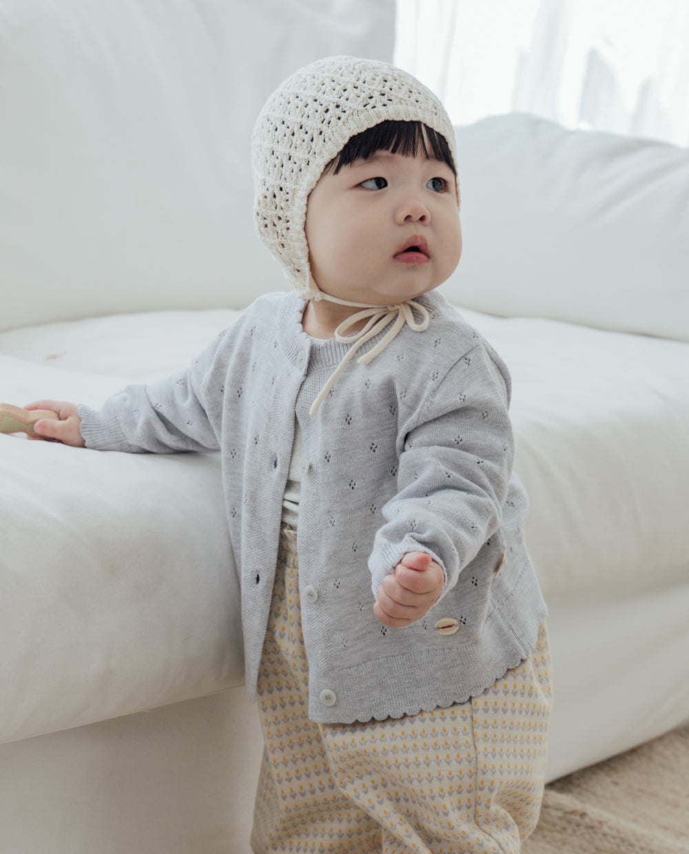 [Baby] コットンアイレットニットカーディガン