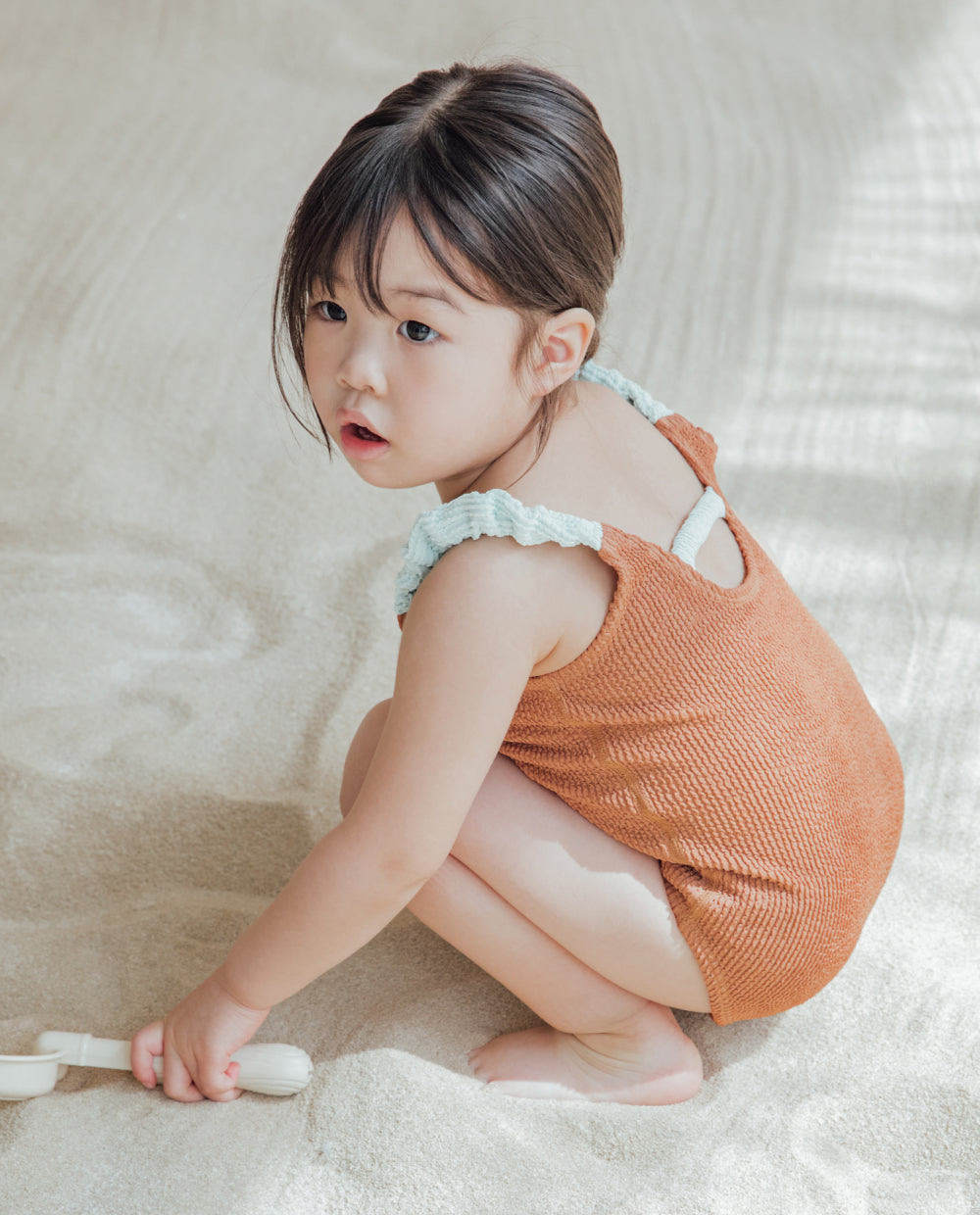 [Kids] UVカット エンボスリブ スリムスーツ