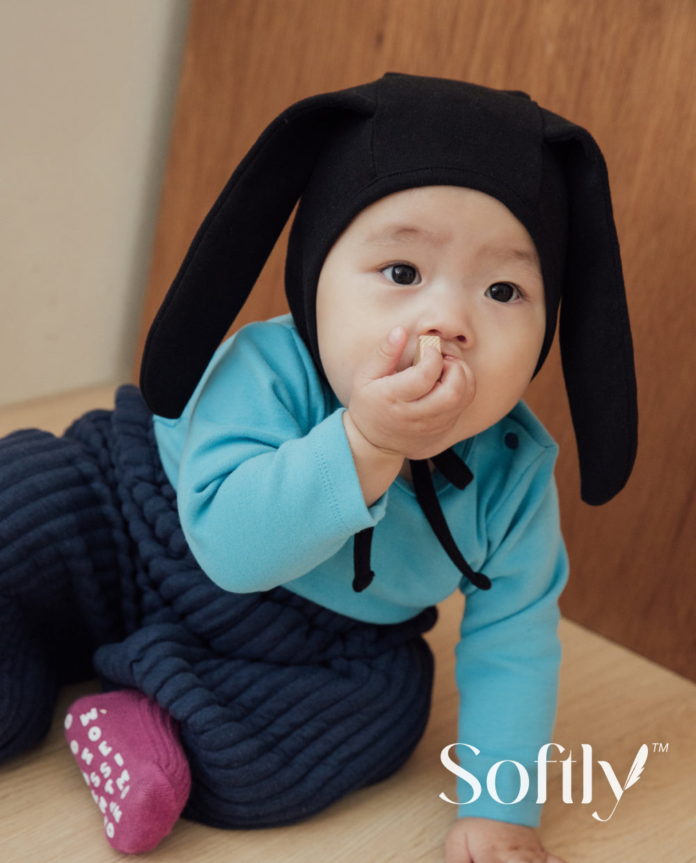 [Baby] ソフトリーふんわりもちもちうさぎボンネット