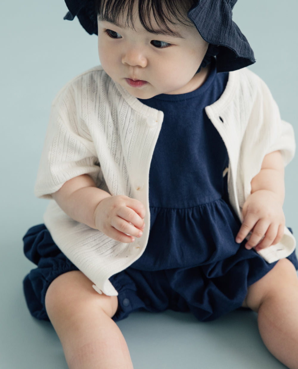 [Baby] ソフトアイレット 半袖カーディガン