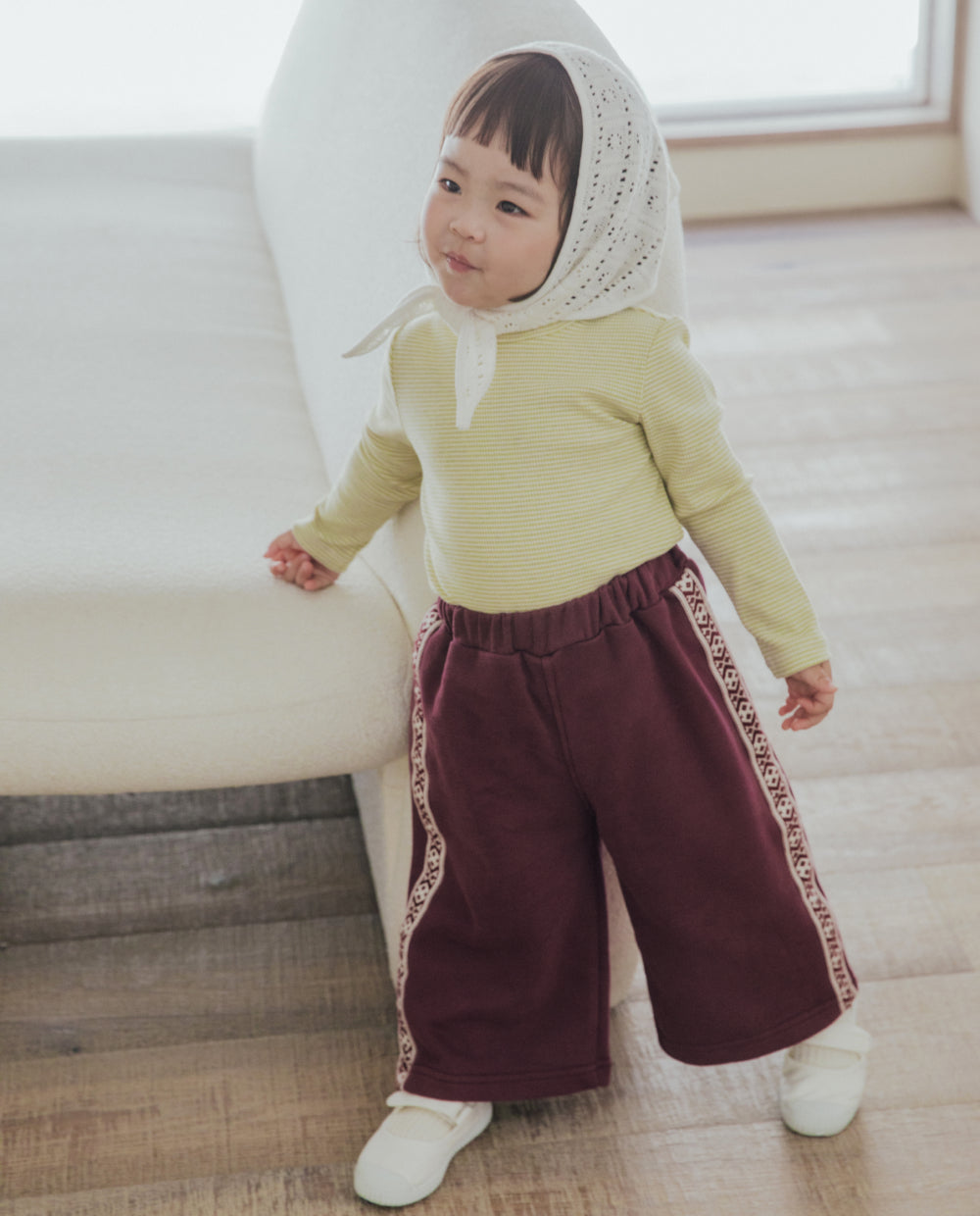 [Kids] コンフォートソフトウェビングベルト8分丈パンツ