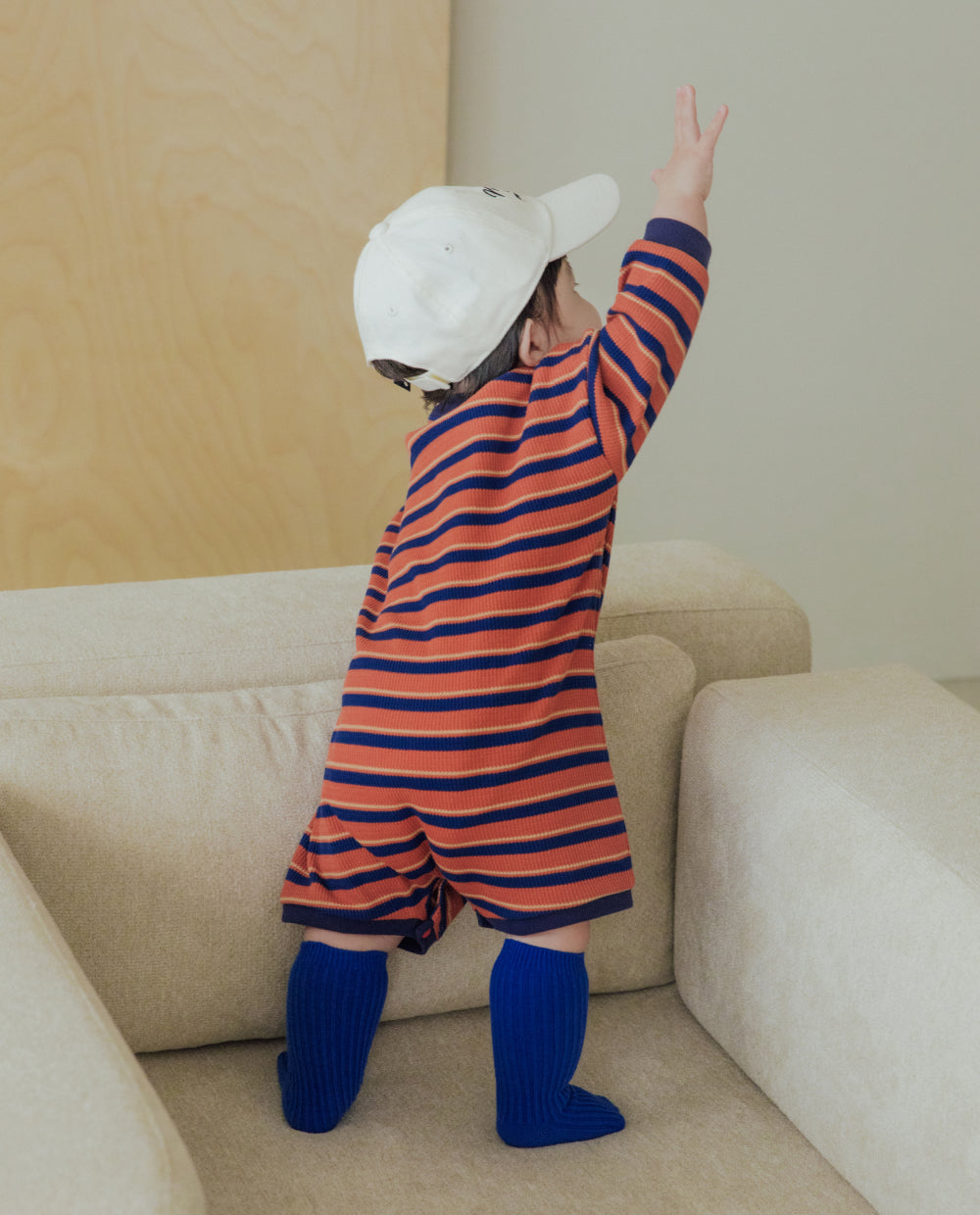 [Baby] ソフトワッフルワイドシルエットロンパース