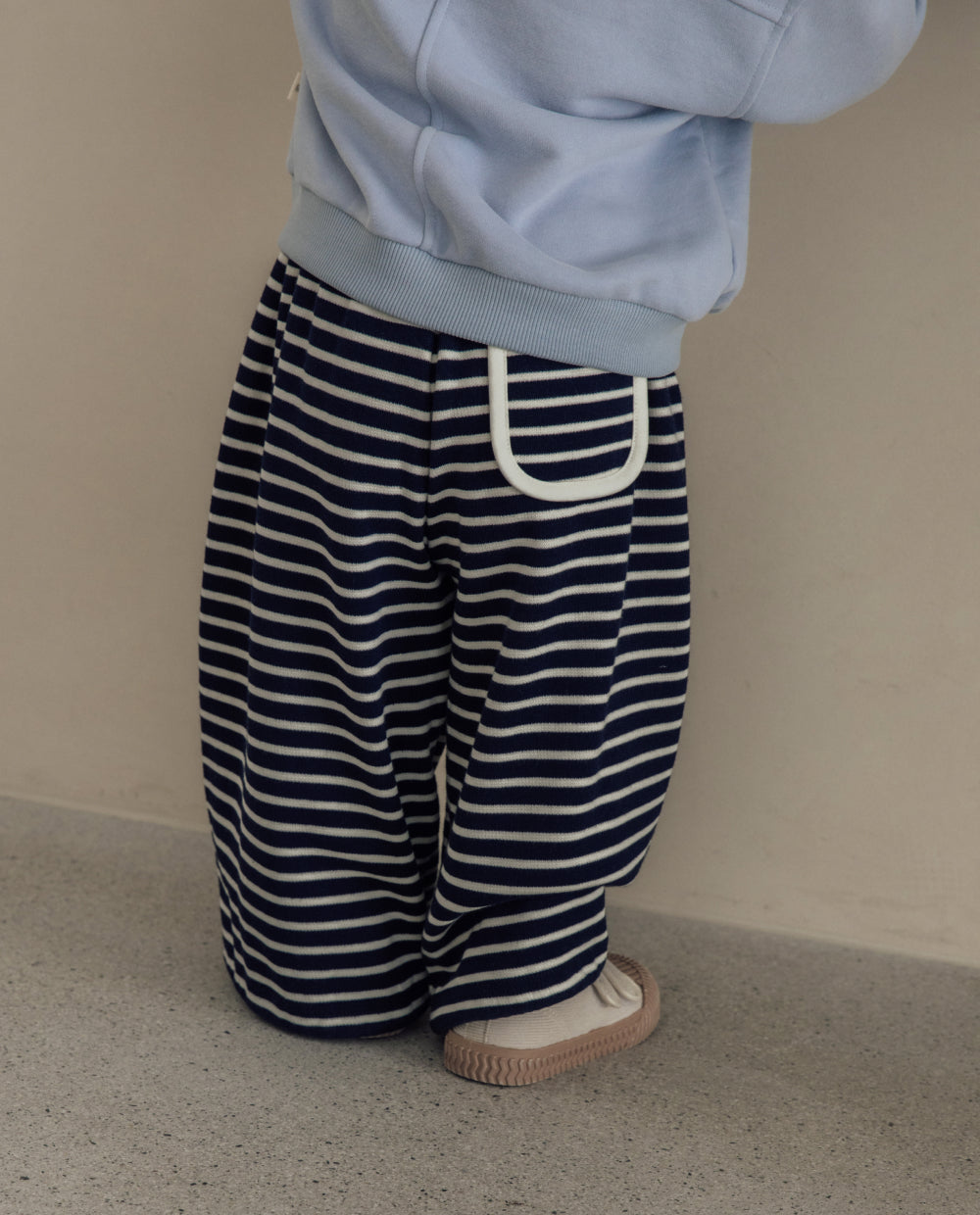 [Kids] ストレッチコットンストライプドローストリングパンツ