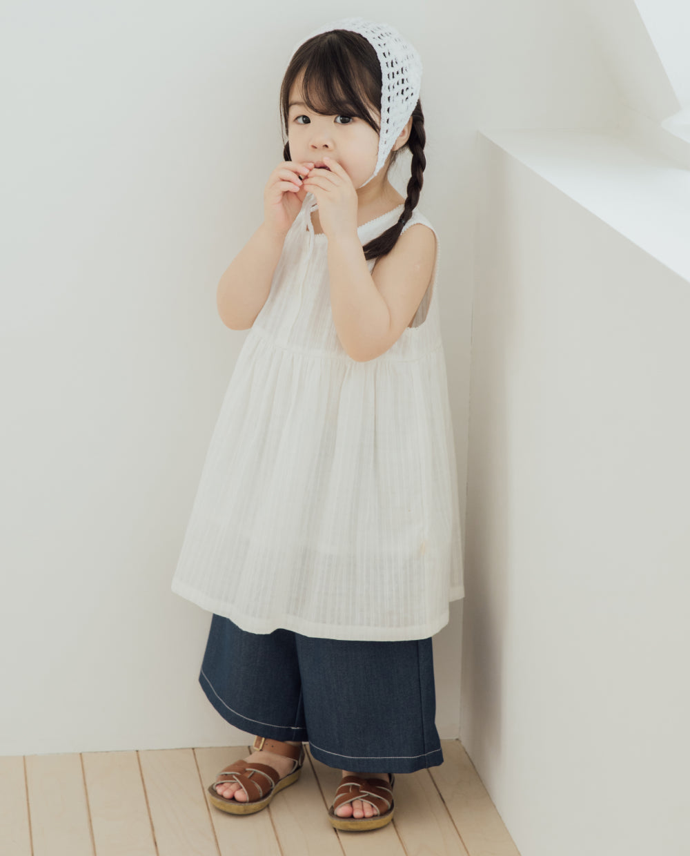 [Kids] コットンレースレイヤードワンピース